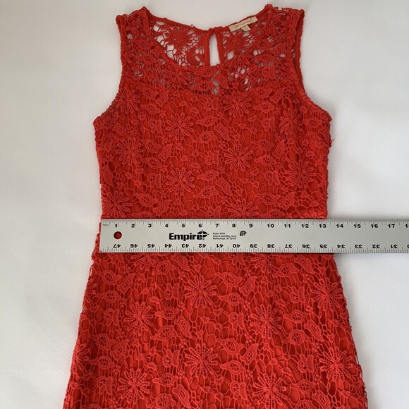 Skies Are Blue Dress XS Red Crochet Lace Mini Sleeveless Summer Colorful Preppy - Picture 7 of 10